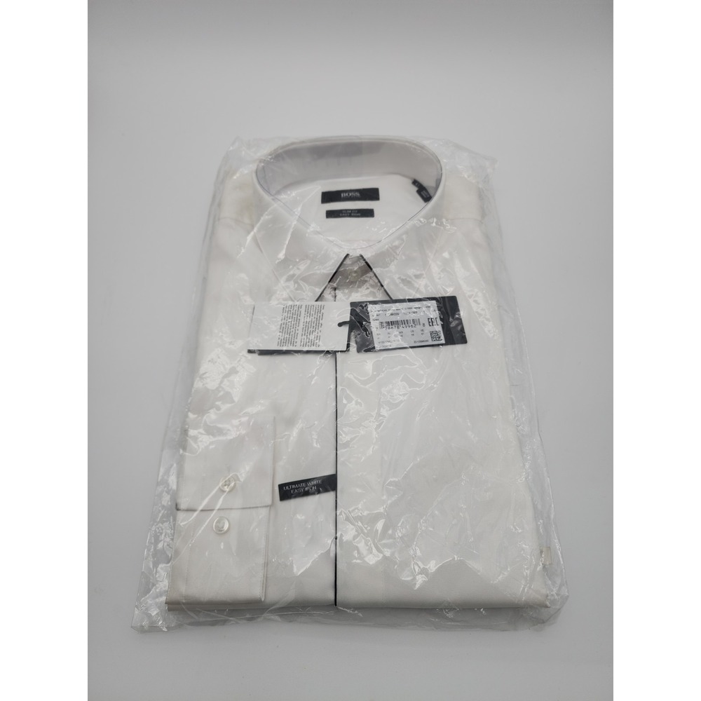NWT Hugo Boss White Longsleeve Button Down Dress Shirt Slim Fit Size 41- US 16